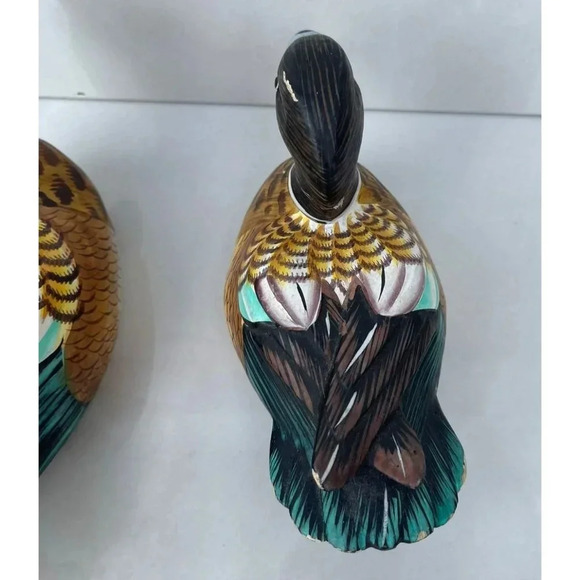 Two Small Duck Miniature Wood Carved Hand Painted Decoratives Mallard Decoy 4"x5 - Picture 11 of 16